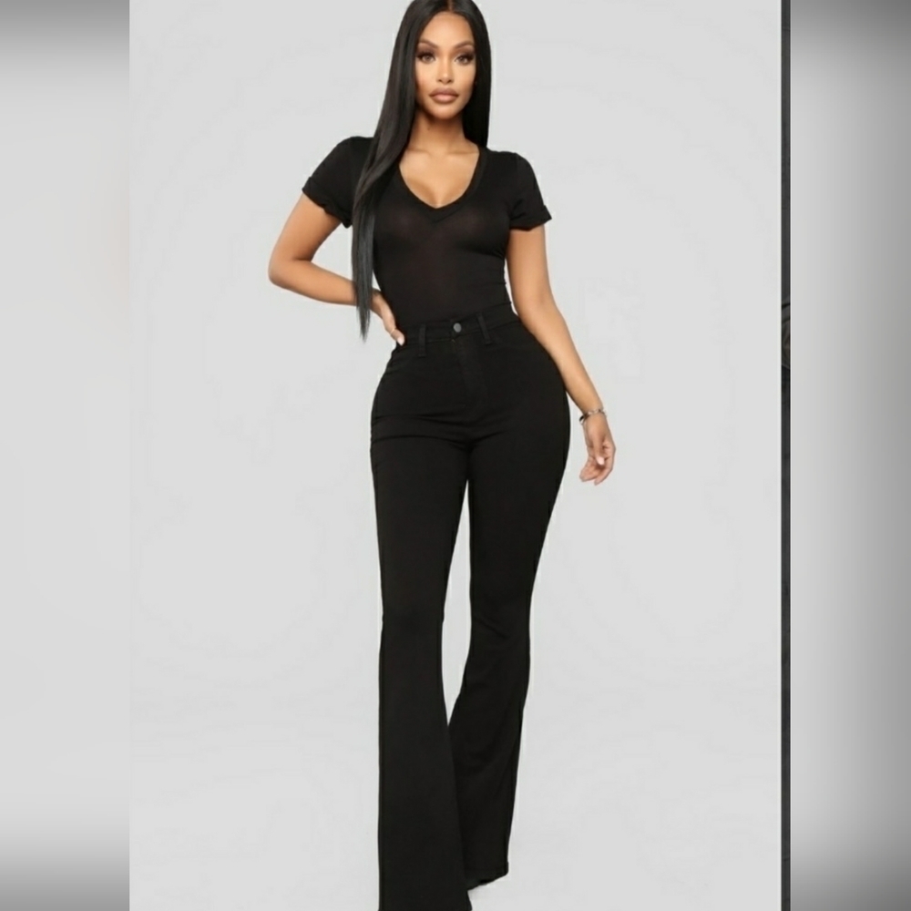 Fashion Nova wide-leg, Color Black, Size XL